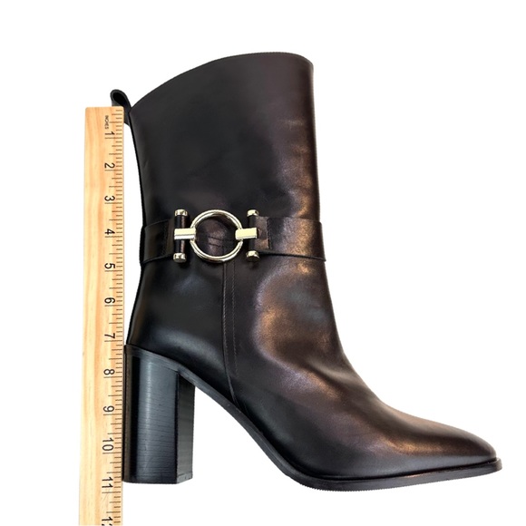 Napoleoni Made In Italy Genuine Leather Heels Boots With Hardware Ankle Size:9.5 - Picture 11 of 16